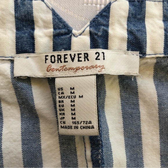 Forever 21 Women’s Size M Blue/White Stripes Mini Short Skirt Side Zip Casual - Picture 6 of 16